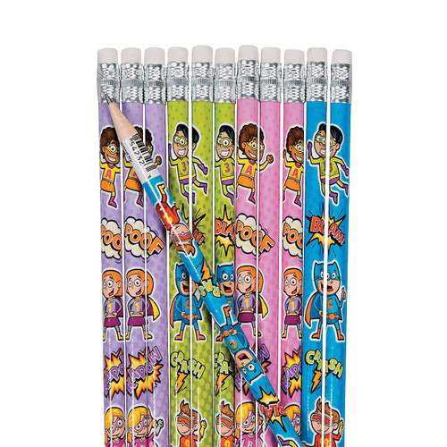 Fun Express - Superhero Pencils (2dz) - Stationery - Pencils - Pencils - Printed - 24 Pieces
