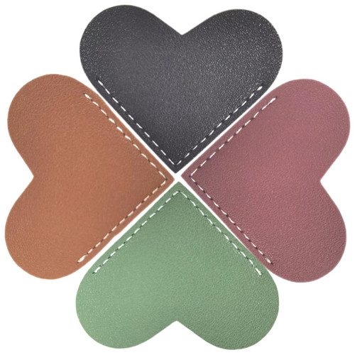GRIRIW 4pcs Love Bookmark Leather Page-Marker Leather Heart Bookmark Heart Corner Page Protector Bookmark Clip Retro Reading Page-Marker Bookmarks Mini Protective Film Student Commemorate