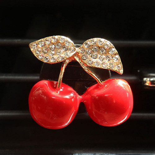 qiguch66 Car Air Vent Freshener Perfume Clip,Deer Tower Cherry Rhinestone Car Air Outlet Fragrance Perfume Clip Freshener - 3#