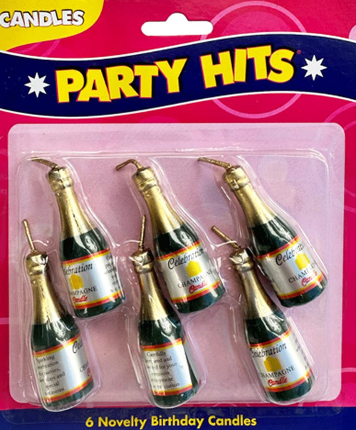 Champagne Bottle Birthday Cake Candles - 6 pc