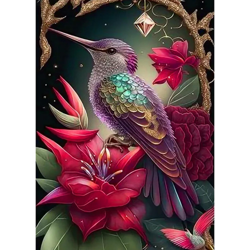 hill froeistung 5D Colorful Bird Diamond Painting Kits for Adults,Hummingbird,Flower Diamond Art, DIY Full Drill Diamond Painting Set for Home Wall Decor Gifts (16X12 inch)