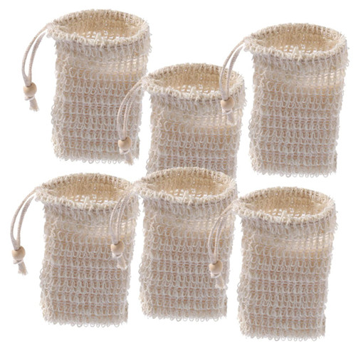 minkissy 6pcs Soap Bag Soap Pouches Soap Saver Loofah Exfoliating Body Scrubber Shower Body Scrubber Exfoliating Sponge Homemade Soap Exfoliating Soap Pouch Manual Cotton Linen Bubble Net