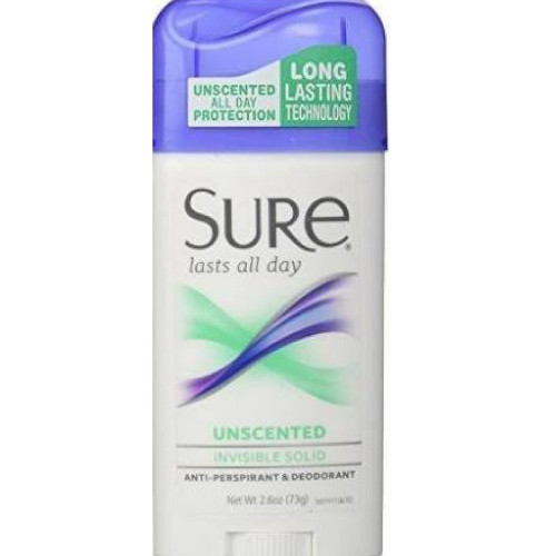 Sure Invisible Solid Anti-Perspirant and Deodorant Solid, Unscented 1.6 oz
