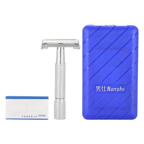 Classic Safety Razor, Double Side Razor, Men's Shaving Set Double Edge Safety Razor Manual Mens Razor Classic Straight Double Edge Blade Beard Shaver with Case