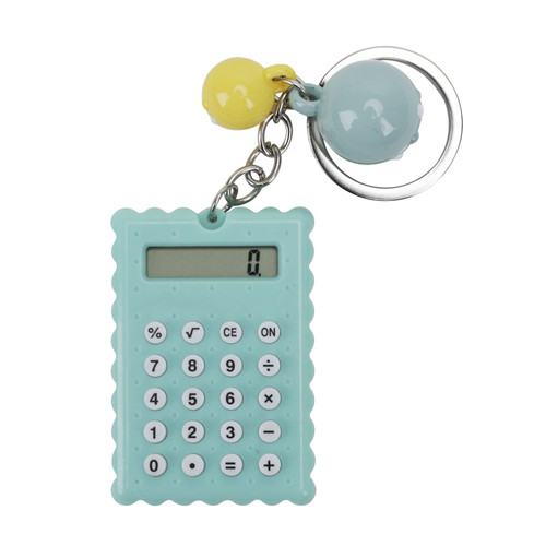 Mini Calculator, Portable Pocket Candy Color PVC 8 Digits Electronic Calculator Cute Cookies Calculator with Silicone Buttons and Keychain Buckle for Children Students