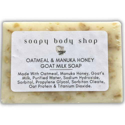 Oatmeal & Honey Goat Milk Soap, Manuka Honey Soap, Moisturizing Bar, Gentle Exfoliation, Itchy Skin, Dry Skin Soap Bar, Soothing Soap, Dry Skin Remedy, Soothing Bath, Oatmeal Soap (1 Pack)