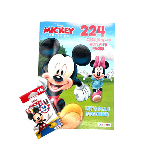 Disney Mickey - Friends Coloring and Activity Book - 16 Colors Crayons - Jumbo 224 Pages