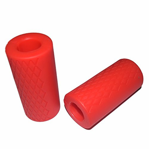 E2shop Dumbbell Grips, Fat Grips, Barbell Grips Thick Bar Adapter Muscle Builder Weightlifting Fat Grips (Red)