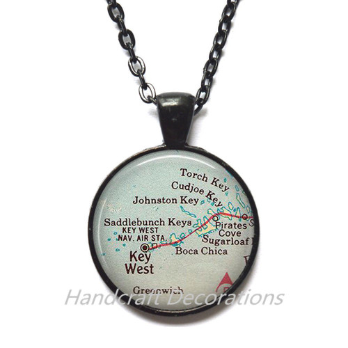 Charming Necklace Florida Keys map Necklace, Lower Keys, Key West Pendant, Florida Keys Pendant, Key West map Necklace?A0058
