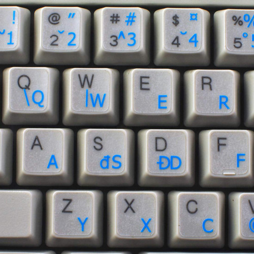 4Keyboard Polish (214) Keyboard Stickers with Blue Lettering ON Transparent Background