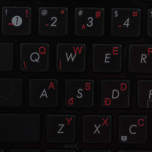 4Keyboard Romanian Keyboard Labels ON Transparent Background with RED Lettering (14X14)