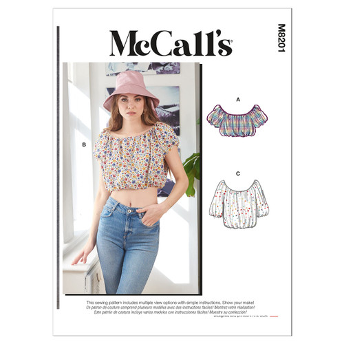 McCall's Misses' Bubble Top Sewing Pattern Kit, Code M8201, Sizes XSM-S-M, Multicolor