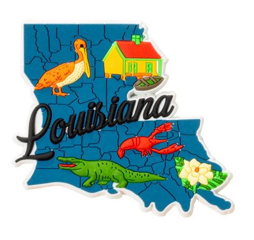 Louisiana State Map Design Souvenir Refrigerator Magnet