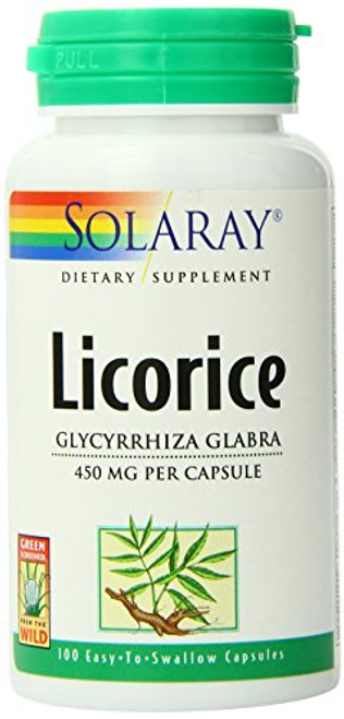 Solaray Licorice Root 450mg | Healthy Digestive System, Liver & Menopausal Support Formula | Non-GMO | Vegan | 100 VegCaps