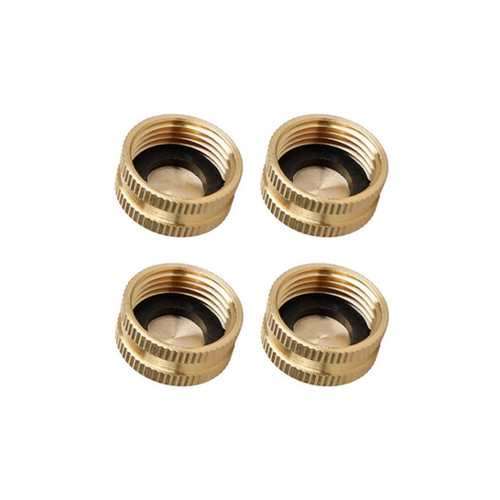 Garden Hose Caps 3/4 Inch 4Pcs, Brass Metal Hose Caps with Washer, Garden Hose Connector Brass End Caps, Garden Hose Female End Fitting Caps