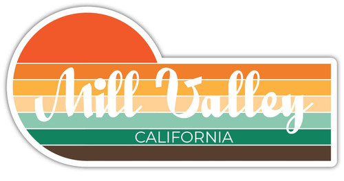 Mill Valley California 2 x 1.25 Inch Sticker Retro Vintage Sunset City 70s Aesthetic Design