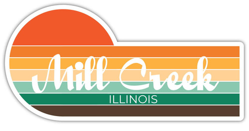 Mill Creek Illinois 2 x 1.25 Inch Sticker Retro Vintage Sunset City 70s Aesthetic Design