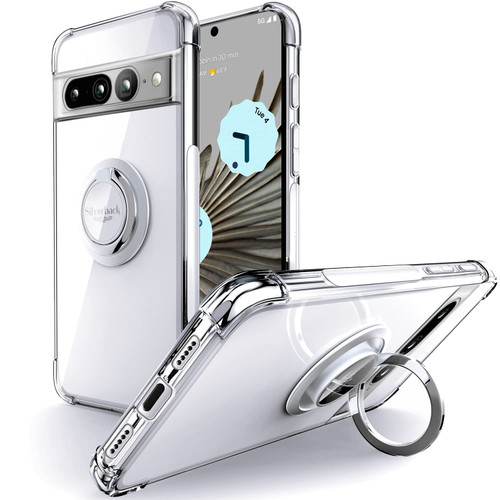 Silverback for Pixel 7 Pro Case Clear with Ring Kickstand, Protective Soft TPU Shock -Absorbing Bumper Shockproof Phone Case for Google Pixel 7 Pro -Clear