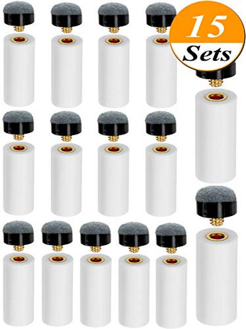 kenkio 30 Pieces 13mm Grey Cue Tips Pool Billiard Cues Tips Replacement with White Pool Cue Stick Ferrules for Snooker