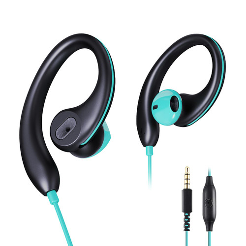 VJK Sport Headphones Wired Earbuds Over Ear Headphones with Earhooks Microphone 3.5mm Plug Sweatproof Running Earphones for Workout Jogging Gym Ear Buds for computer