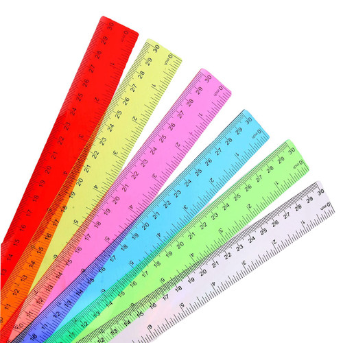 Gewbot 6PCS Ruler 12 Inch Color Transparent Ruler Plastic Rulers,Bulk Assorted Colors Ruler 12 inch ,Ruler with Centimeters, Millimeter and Inches,for School Classroom, Home, or Office