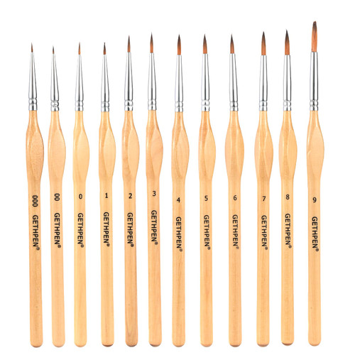 Miniature Paint Brushes, 12PC Fine Detail Paint Brush Set, Mini Small Painting Brushes for Art, Crafts, Acrylic, Watercolor, Oil, Model, Face, Warhammer 40k & Paint by Number, Citadel, Figurine-Wood