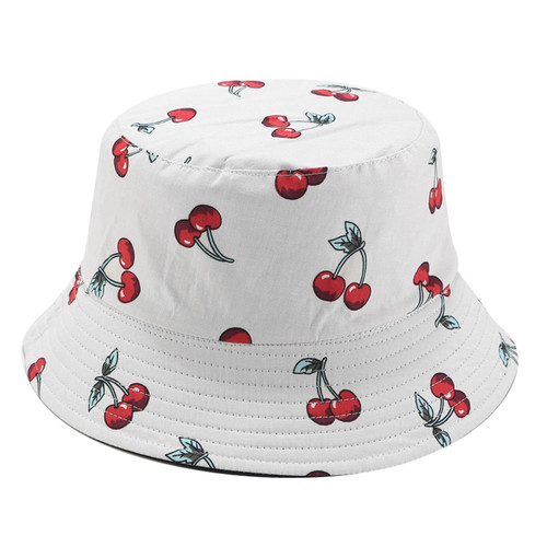 Bucket Hat, Summer Travel Beach Sun Hat, Bucket Hat for Women Men Cotton Unisex Packable Fisherman hat Outdoor Cap Cherry