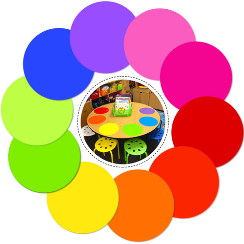 10 Pcs 11 Inch Dry Erase Dots Circles,Whiteboard Marker Removable Vinyl Stickers,Spots Wall Decals for Classroom,Drills and Training School Teaching Progress(10 Colors)