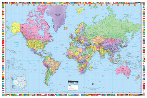 World Wall Map Poster 36"x24" (when unfolded) Paper