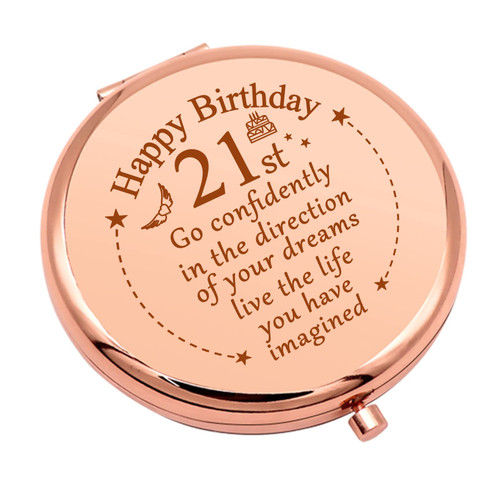 21st Birthday Gifts for Women 21 Year Old Birthday Gifts for Her Happy 21st Birthday Gifts for BFF Niece Girlfriends Compact Makeup Mirror for Sister Daughter Friends Inspirational Birthday Gift
