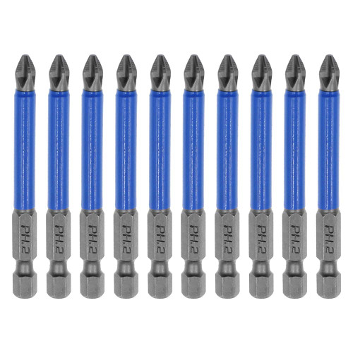 Amgiimor 10Pcs Magnetic Phillips Screwdriver Bits Set 2.75 Inch, 2 Non-Slip Cross Head Electric Screwdriver Bits Set 1/4" Hex Shank (PH2 x 70MM)