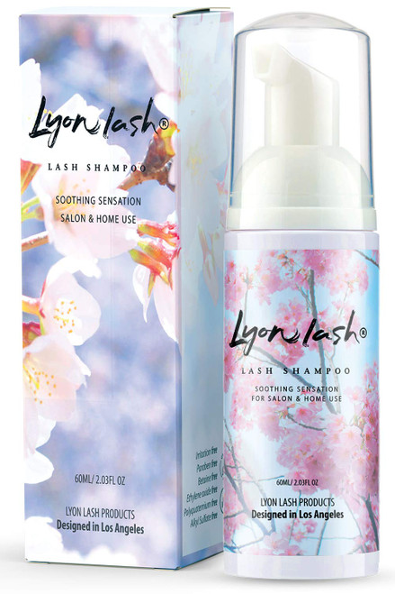 Eyelash Extension Shampoo - Lyon Lash Eyelid Foam Cleanser/Gentle Formula for Sensitive people/Paraben & Sulfate Free/Remove Eye Makeup & Oil & Dust/For Salon and Home Use (60ml without brushes)