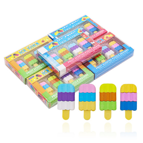 Cartoon Stackable Ice Cream Eraser, Desk Fun Creative Pencil Eraser Detachable Mini Small Rubber Bulk, Children Classroom Gift Prizes for Kids Party Favors Back to School Supplies (20 Pack)