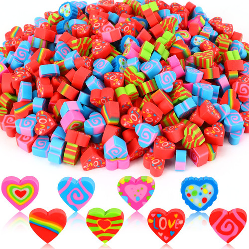 Erasers for Kids Bulk, 150Pcs JUNEBRUSHS Heart Mini Erasers Valentine Pencil Erasers Holiday Valentines Gifts for Kids School Classroom Prizes Homework Rewards Valentine's Day Party Favors
