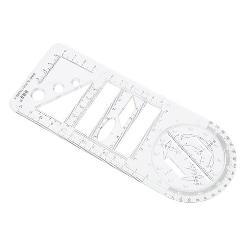 VILLCASE Ruler Measuring Templates Clear Measuring Tool Measuring Draft Supplies Geometric Circle Template Drawing Drafting Templates Multitools Stencil Student Use Precision Plastic White