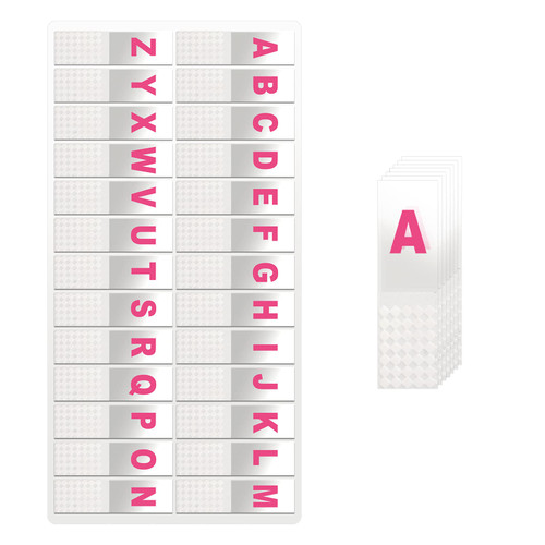 KINBOM 520pcs Permanent Alphabetical Tab Indexes, Self-Adhesive A-Z Index Tabs A to Z Transparent Page Tabs Alphabetical File Guides for Binders Books Notebooks