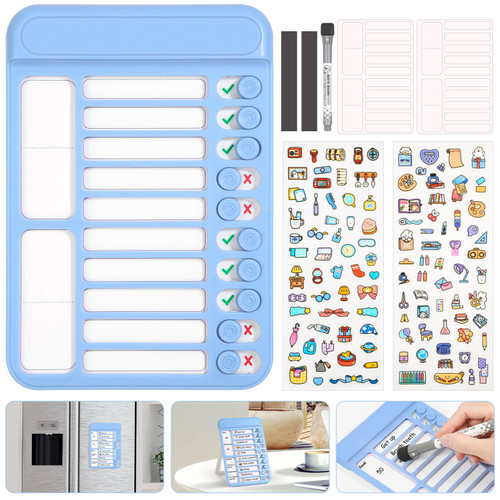 Audab Dry Erase Chore Chart for Kids, Magnetic Whiteboard Checklist Board, Chore Checklist Slider to Do List Board, Daily Routine Chart Schedule Board Task Tracker for Home Refrigerator, Wall, Desk