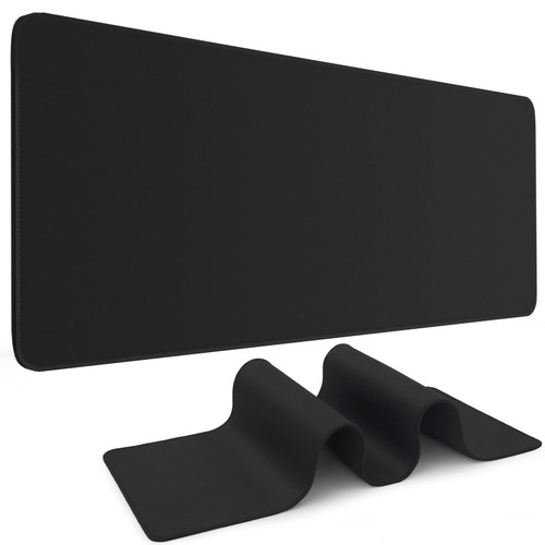 DIGSOM Black Mouse Pad Gaming Keyboard Pad 31.5 x 11.8in Large Computer Mouse Pad with Anti-Slip Rubber Base and Stitched Edges, Extended Mouse Mat Gaming Working