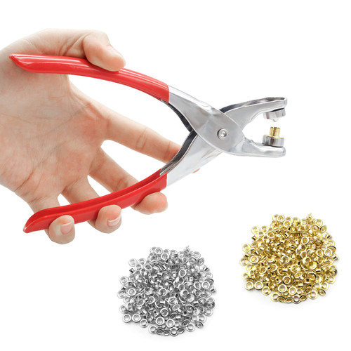 401Pcs 1/4 Inch Grommet Eyelet Plier Set, Grommet Tool Kit with 400 Metal Eyelets in Gold and Silver, Eyelet Grommets, Eyelet Hole Punch Pliers Kit for Leather/Clothes/Shoes/Belts/Fabric