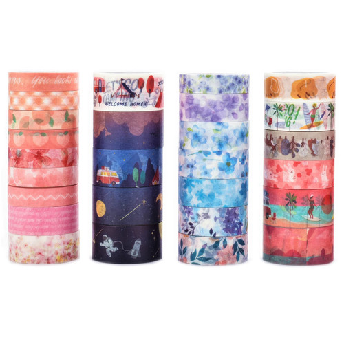 VIVIQUEN 27 Rolls Flower Washi Tape Set, Floral Washi Tape for Bullet Journal, Masking Decorative Tapes for Arts and DIY Crafts, Gift Wrapping-10mm/15mm/20mm Wide