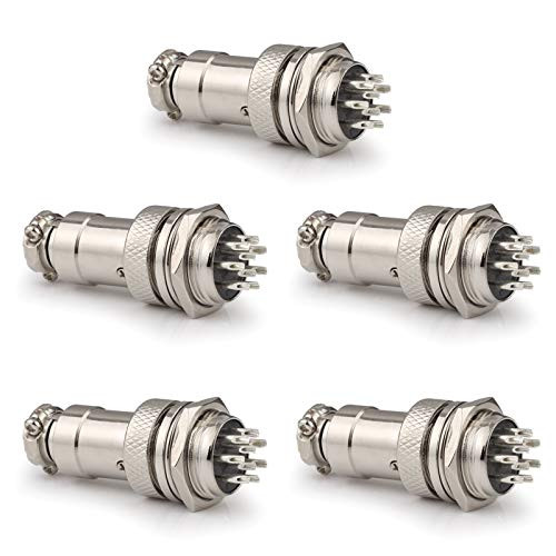 DIYhz GX16 9 Pins Panel Metal Mount Circular Metal Aviation Connector Adapter Male Female Plug Socket (5 Pcs)