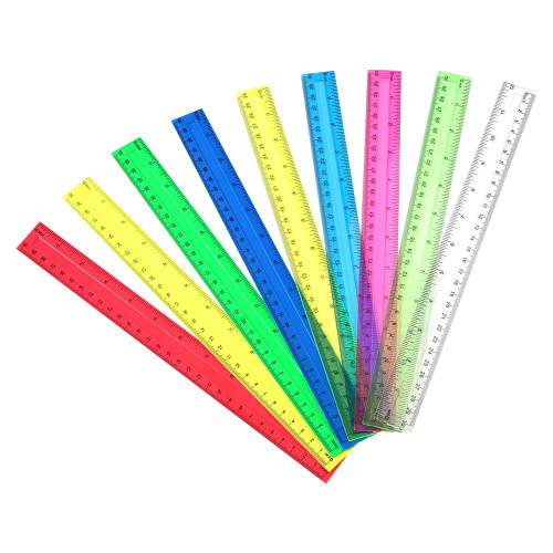 UUYYEO 12 Pcs Color Transparent Ruler Plastic Straight Rulers Metric Rulers Drawing Measuring Ruler Millimeter Inches Ruler Office School Rulers
