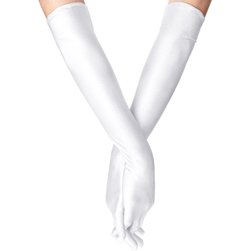 Courpal Long White Gloves Women White Stain Gloves 21" Long Gloves for Women Fancy Opera Gloves Elbow Lenth Gloves Costume