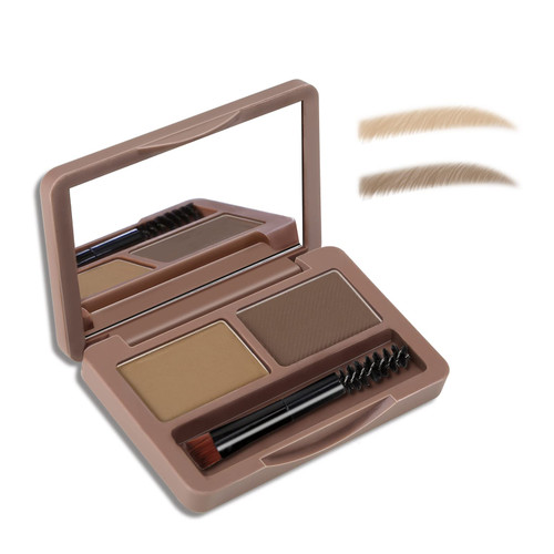 Boobeen Eyebrow Powder, 2-color Eyebrow Palette Makeup to Enhance & Define Brows, Eyebrow Color Powder with Mirror for Neutral Eye Makeup