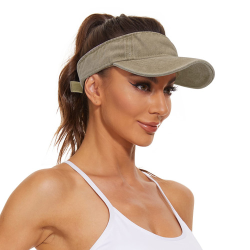 Womens Sun Visor Adjustable Sun Visor Hat Tennis Golf Visors for Women Sun Hats Khaki