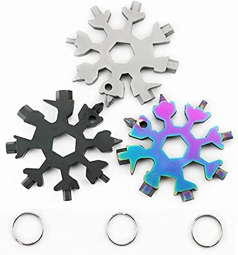 18 in 1 Snowflake Multitool, 3 Pack 18-in-1 Snowflake Multi-Tool Bottle Opener/Flat Phillips Screwdriver Kit/Wrench, Stainless Steel Snowflake Tool