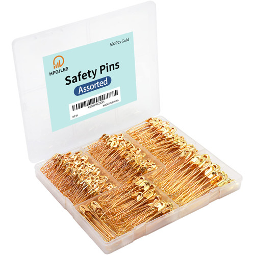 Safety pins?Safety Pins Assorted?500PCS?Perfect for Clothes, Crafts, Sewing, Pinning and More. (Golden)