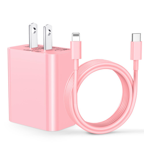 for iPhone Charger Fast Charging, [MFi Certified] 20W USB C Wall Charger with 6FT USB C to Lightning Cable, for iPhone Cable Fast Charging Compatible with iPhone 14/13/12/12 Pro Max/11/Xs Max/XR-Pink