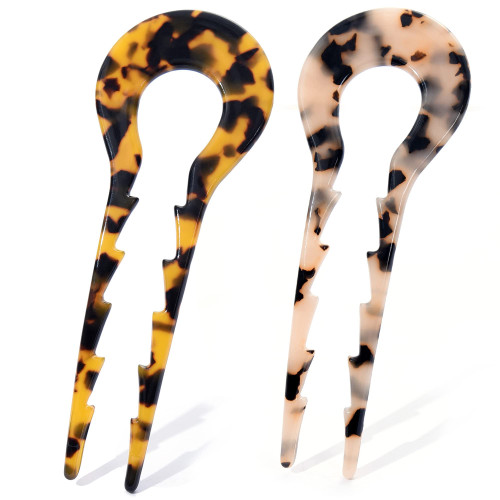 Large U Shape Hair Fork 5 inch French Hair Pin for Thick Long Hair,Acetate 2 Prong Updo Chignon Pins For Women Girls Buns,2pack Large U Shape Hair Fork 5 inch French Hair Pin for Thick Long Hair,Acetate 2 Prong Updo Chignon Pins For Women Girls Buns,2pack