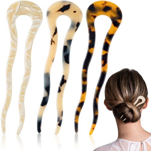 OIIKI Hair Forks Hair Pins Sticks for Thick Long Hair 3pcs, U Shaped Hair Pins for Buns, 4.5inch Large Wavy French Hair Pins, Tortoise Shell 2 Prong U-shape Hairpins Hair Accessories for Women Girls OIIKI Hair Forks Hair Pins Sticks for Thick Long Hair 3pcs, U Shaped Hair Pins for Buns, 4.5inch Large Wavy French Hair Pins, Tortoise Shell 2 Prong U-shape Hairpins Hair Accessories for Women Girls